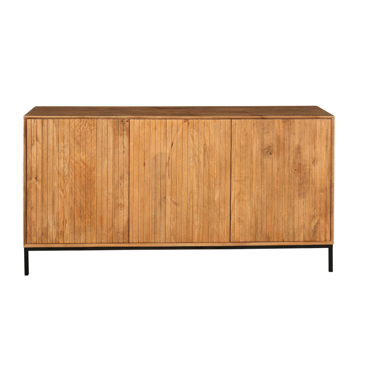 Dressoir - Naturel Mangohout - 165 cm - Verticaal Lattenpatroon