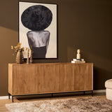 Dressoir - Naturel Mangohout - 210 cm - Verticaal Lattenpatroon