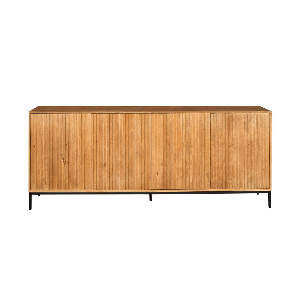 Dressoir - Naturel Mangohout - 210 cm - Verticaal Lattenpatroon