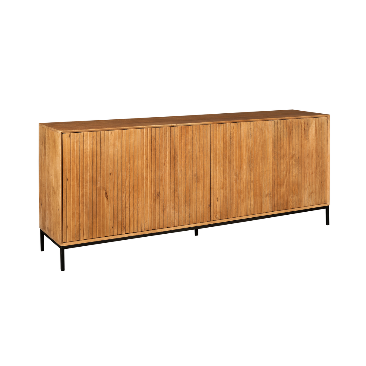 Dressoir - Naturel Mangohout - 210 cm - Verticaal Lattenpatroon