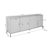 Dressoir - Naturel Mangohout - 210 cm - Verticaal Lattenpatroon