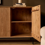 Dressoir - Naturel Mangohout - 210 cm - Verticaal Lattenpatroon