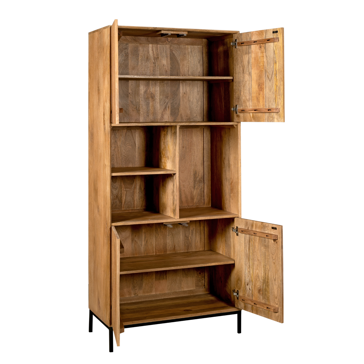 Vakkenkast - Naturel Mangohout - 90 cm - Verticaal Lattenpatroon