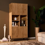Vakkenkast - Naturel Mangohout - 90 cm - Verticaal Lattenpatroon