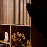 Vakkenkast - Naturel Mangohout - 90 cm - Verticaal Lattenpatroon