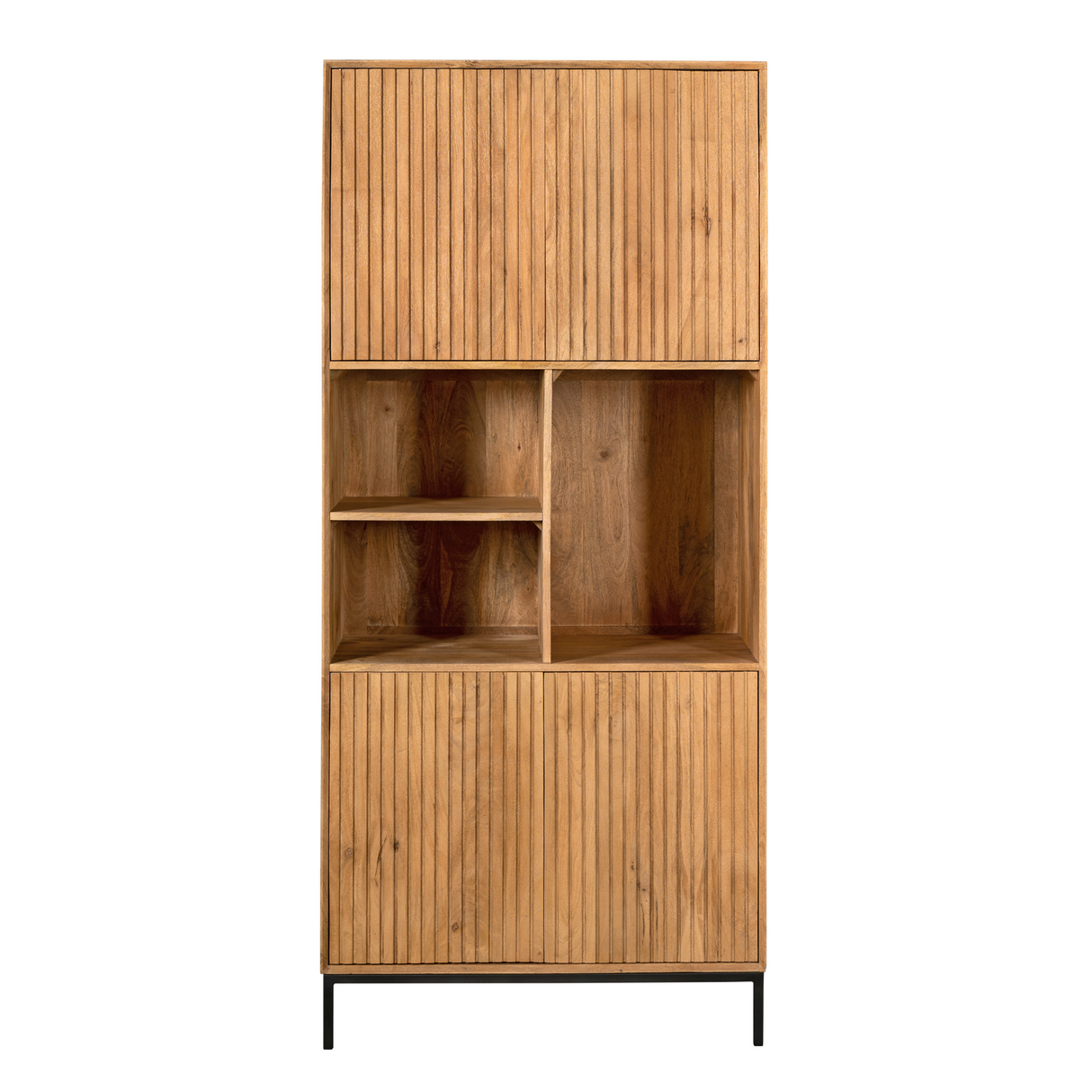 Vakkenkast - Naturel Mangohout - 90 cm - Verticaal Lattenpatroon