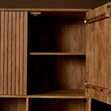 Vakkenkast - Naturel Mangohout - 90 cm - Verticaal Lattenpatroon