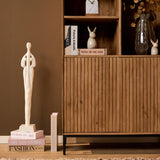 Vakkenkast - Naturel Mangohout - 90 cm - Verticaal Lattenpatroon