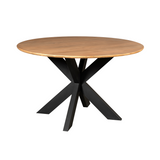 Ronde Eettafel - Naturel Mangohout - 110 cm - Zwarte Matrixpoot