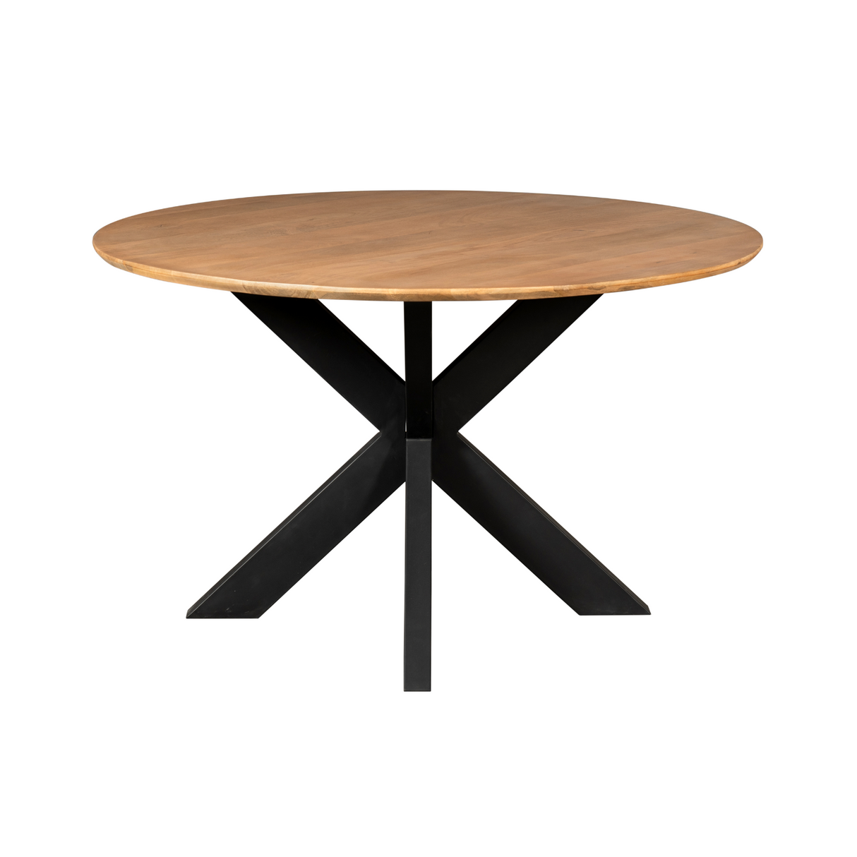 Ronde Eettafel - Naturel Mangohout - 110 cm - Zwarte Matrixpoot