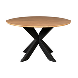 Ronde Eettafel - Naturel Mangohout - 130 cm - Zwarte Matrixpoot