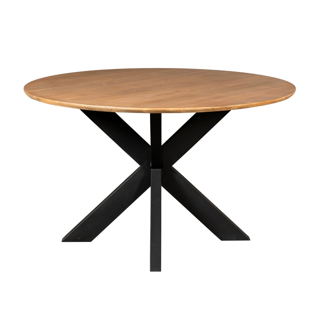 Ronde Eettafel - Naturel Mangohout - 130 cm - Zwarte Matrixpoot