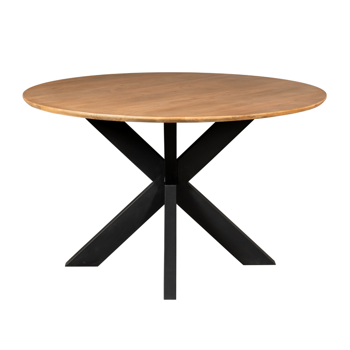 Ronde Eettafel - Naturel Mangohout - 150 cm - Zwarte Matrixpoot