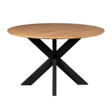 Ronde Eettafel - Naturel Mangohout - 150 cm - Zwarte Matrixpoot