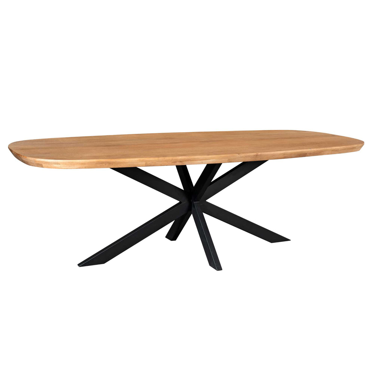 Deens Ovale Eettafel - Naturel Mangohout - 280 cm - Zwarte Matrixpoot