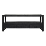 Tv-meubel - Zwart - Mangohout - Metaal - 150 cm - 3 Lades