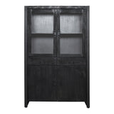 Vitrinekast - Zwart - Mangohout - 115 cm