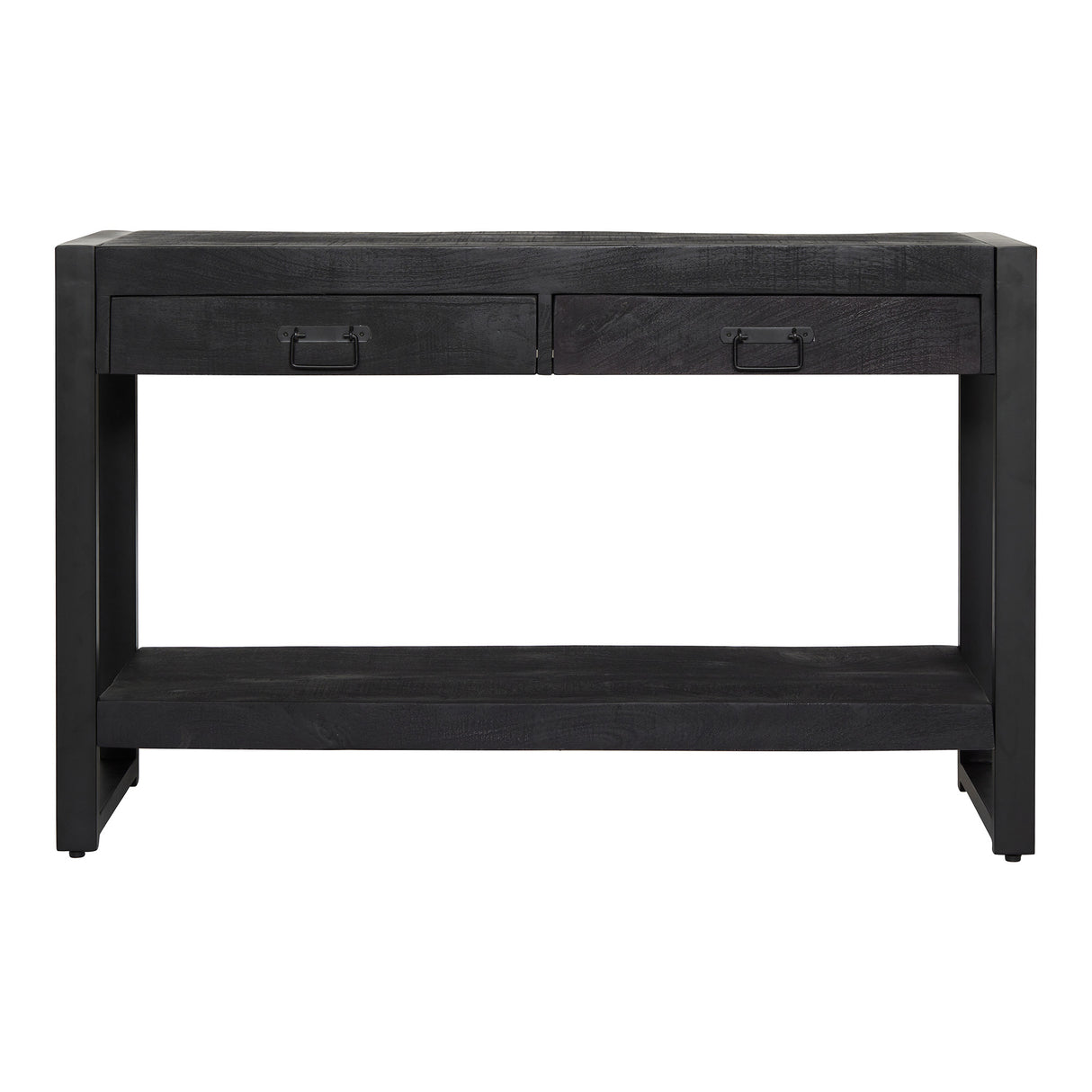 Sidetable - Zwart - Mangohout - Metaal - 120 cm - 2 Laden