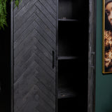 Kabinet - Zwart Mangohout - Visgraat - 90x200 cm