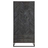 Kabinet - Zwart Mangohout - Visgraat - 90x200 cm