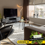 Tv-meubel - Zwart Mangohout met Visgraat - 165x45 cm - 2 Deuren, 1 Lade & Open Vak
