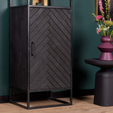 Boekenkast - Zwart - Mangohout - 55 cm - 1 Deur
