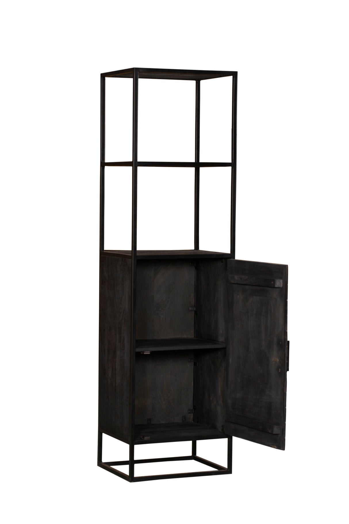 Boekenkast - Zwart - Mangohout - 55 cm - 1 Deur