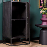 Boekenkast - Zwart - Mangohout - 55 cm - 1 Deur