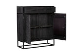 Kabinet - Zwart - Mangohout - 100 cm - 2 Deuren - 1 Lade