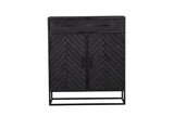 Kabinet - Zwart - Mangohout - 100 cm - 2 Deuren - 1 Lade