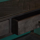 Sidetable - Zwart - Mangohout - Metaal - 120 cm - 2 Lades