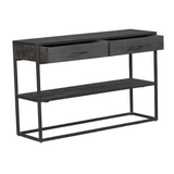 Sidetable - Zwart - Mangohout - Metaal - 120 cm - 2 Lades