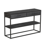 Sidetable - Zwart - Mangohout - Metaal - 120 cm - 2 Lades