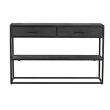 Sidetable - Zwart - Mangohout - Metaal - 120 cm - 2 Lades