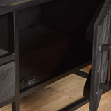 Tv-meubel - Zwart - Mangohout - 180 cm - 2 Deuren - 1 Lade