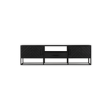 Tv-meubel - Zwart - Mangohout - 180 cm - 2 Deuren - 1 Lade