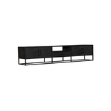 Tv-meubel - Zwart - Mangohout - Visgraat - 240 cm