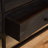Tv-meubel - Zwart - Mangohout - Visgraat - 240 cm