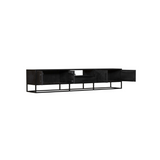 Tv-meubel - Zwart - Mangohout - Visgraat - 240 cm