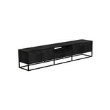 Tv-meubel - Zwart - Mangohout - Visgraat - 240 cm