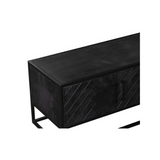 Tv-meubel - Zwart - Mangohout - Visgraat - 240 cm
