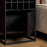 Wijnkast Zwart Mangohout - 55 cm - Visgraat Design - 15 Flessenvakken