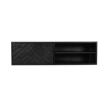 Zwevend TV-meubel Zwart Mangohout - 120 cm - Visgraatpatroon met Open Vakken