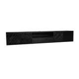 Zwevend TV-meubel Zwart Mangohout - 200 cm - Visgraatpatroon met Open Vak