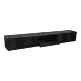 Zwevend TV-meubel Zwart Mangohout - 280 cm - Visgraatpatroon met Open Vak