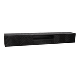 Zwevend TV-meubel Zwart Mangohout - 280 cm - Visgraatpatroon met Open Vak