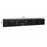 Zwevend TV-meubel Zwart Mangohout - 280 cm - Visgraatpatroon met Open Vak