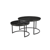 Salontafel set - Zwart - Marmer - Metaal - 70 cm - Rond