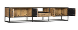 Tv-meubel - Naturel - Mangohout - 240 cm - Visgraat - 2 Deuren - 1 Lade