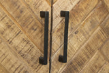 Tv-meubel - Naturel - Mangohout - 240 cm - Visgraat - 2 Deuren - 1 Lade